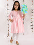 Vastramay Girls' Pink Pure Cotton Chikankari Kurta With Leggings
